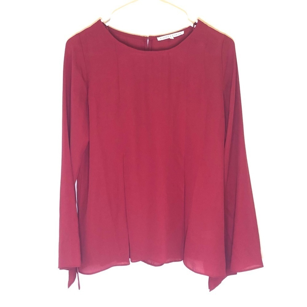 2/$30 - Violet & Claire - Deep Reddish Long Sleeve Blouse Size Small - NWT